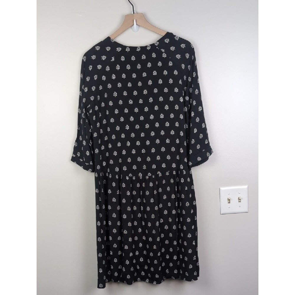 Garnet Hill | Bohemian Pocket Detail Dress | 12 | Black & White - Picture 4 of 11